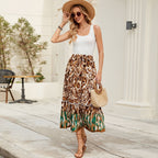 Damen Maxi-Rock mit animalischem Print und raffinierter Volant R&B