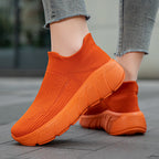 Damen Schnürlose Freizeitsneaker mit flexiblem Strick-Obermaterial