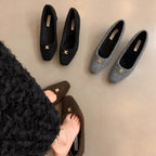 Damen elegante Blockabsatz-Ballerinas aus Wollfilz R&B