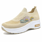 Damen Athletische Sneakers mit floralem Design und höhenverstellbarer Plateausohle R&B