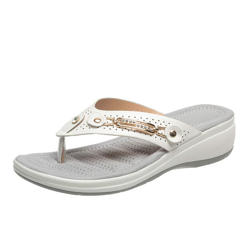 Damen Wedge-Sandalen mit komfortablem Fußbett und dekorativen Akzenten R&B