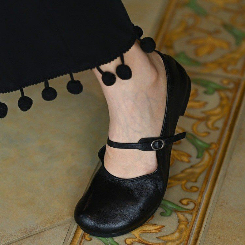Damen Ballerina mit praktischem Riemen und gepolsterter Innensohle R&B