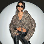 Damen cropped Karo-Bluse R&B