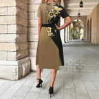 Damen Elegantes Freizeitkleid mit floralem Design und Taillengürtel R&B