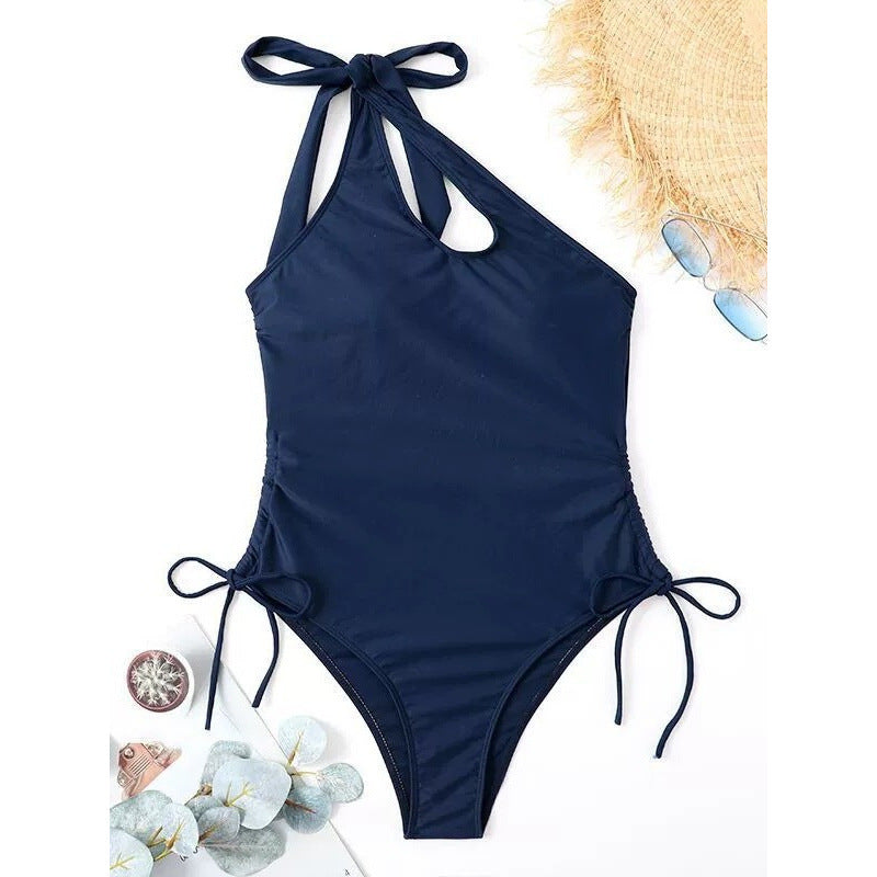 Damen Cut-Out Badeanzug mit hochgeschlossenem Design und verstellbaren Trägern R&B