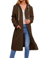 Damen Long Hoodie-Jacke aus bequemen Sweatmaterial mit Taschen R&B