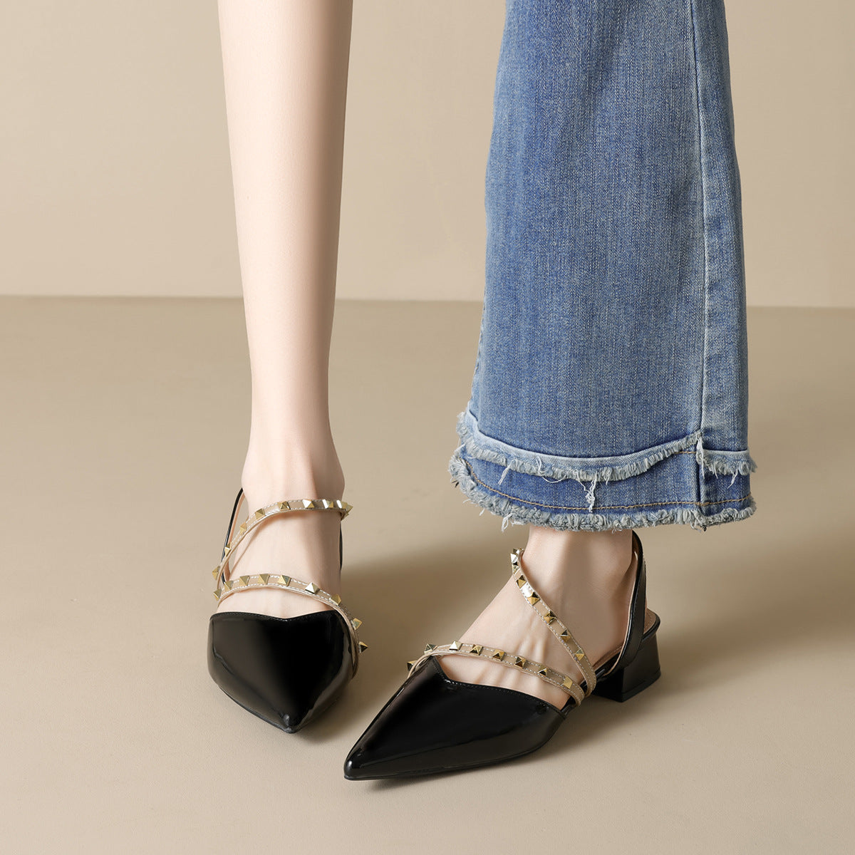 Damen elegante Slingbacks mit modischen Nieten