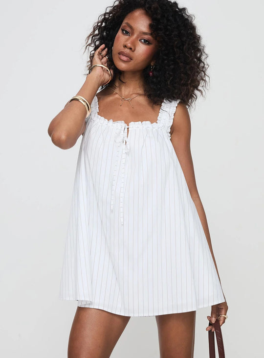 Damen lässiges Sommerkleid mit Rüschendetails und Knopfverschluss R&B