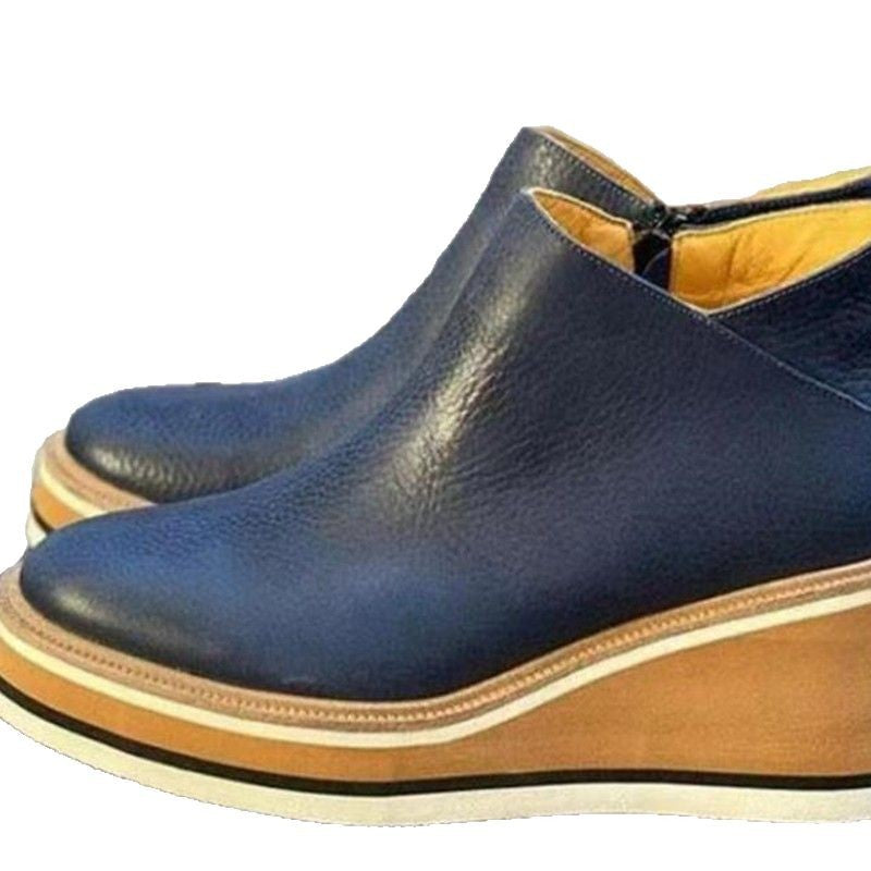 Damen Wedge-Stiefeletten aus weichem Leder mit angesagtem Riemen-Design R&B