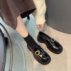 Damen Elegante Loafers mit stabiler Sohle und goldfarbener Schnallenakzent R&B