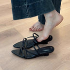 Damen Slingback Mules mit elegantem Riemen und spitzem Zehenbereich R&B