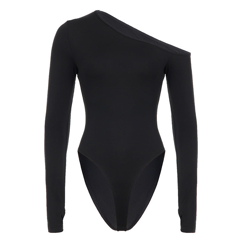 Damen eleganter Body mit langen Ärmeln und weitem Halsausschnitt R&B
