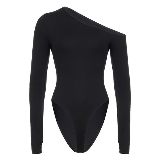 Damen eleganter Body mit langen Ärmeln und weitem Halsausschnitt R&B