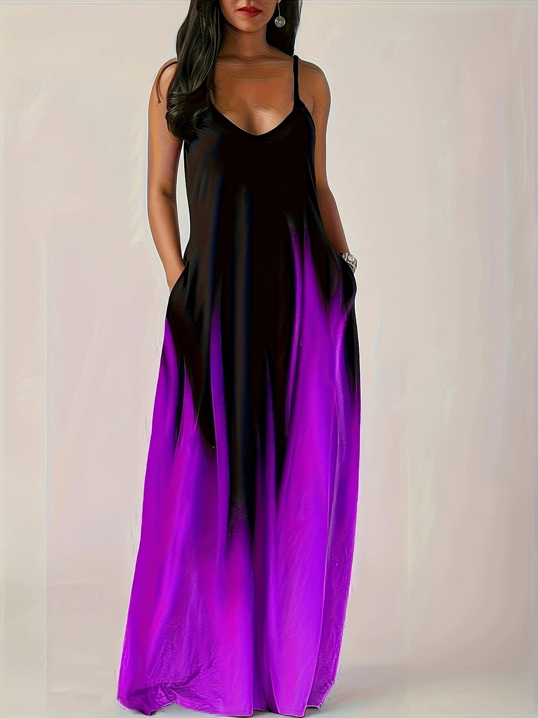 Damen Maxikleid mit elegantem Schnitt und seitlichen Taschen R&B