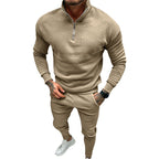Herren nan athletisches Lounge-Set aus French Terry mit Halbzip-Stehkragen und konischer Jogginghose R&B