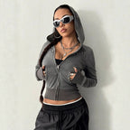 Damen modische Zip-Hoodie mit Silberschmuck-Details R&B