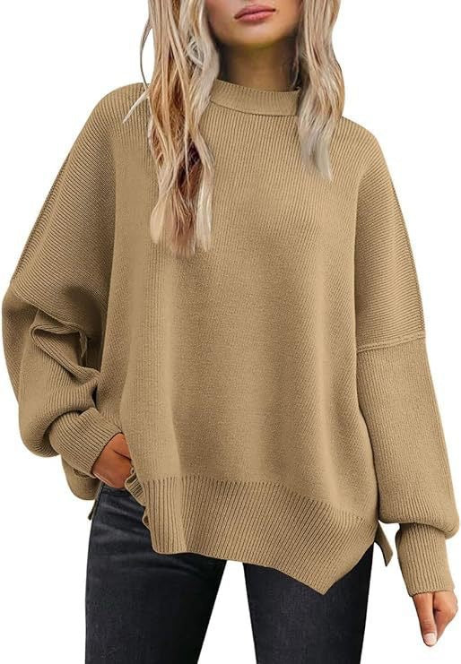Damen Oversized Strickpullover mit breiten Ärmeln und strukturierter Oberfläche R&B