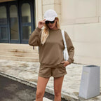 Damen Sportliches Loungewear-Set mit elegantem Sweatshirt und kurzen Shorts R&B
