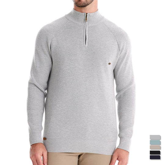 Herren Strickpullover mit halbem Reißverschluss und sportlichen Details R&B