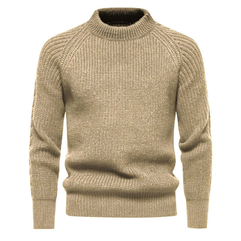 Herren kuscheliger Strickpullover mit hohem Kragen und Raglanmuster