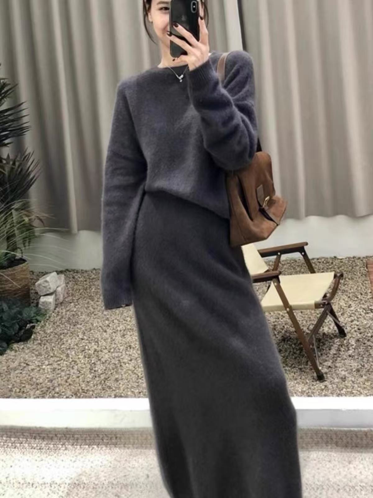 Damen Elegantes Maxikleid mit weichem Strickmaterial und lässigem Schnitt