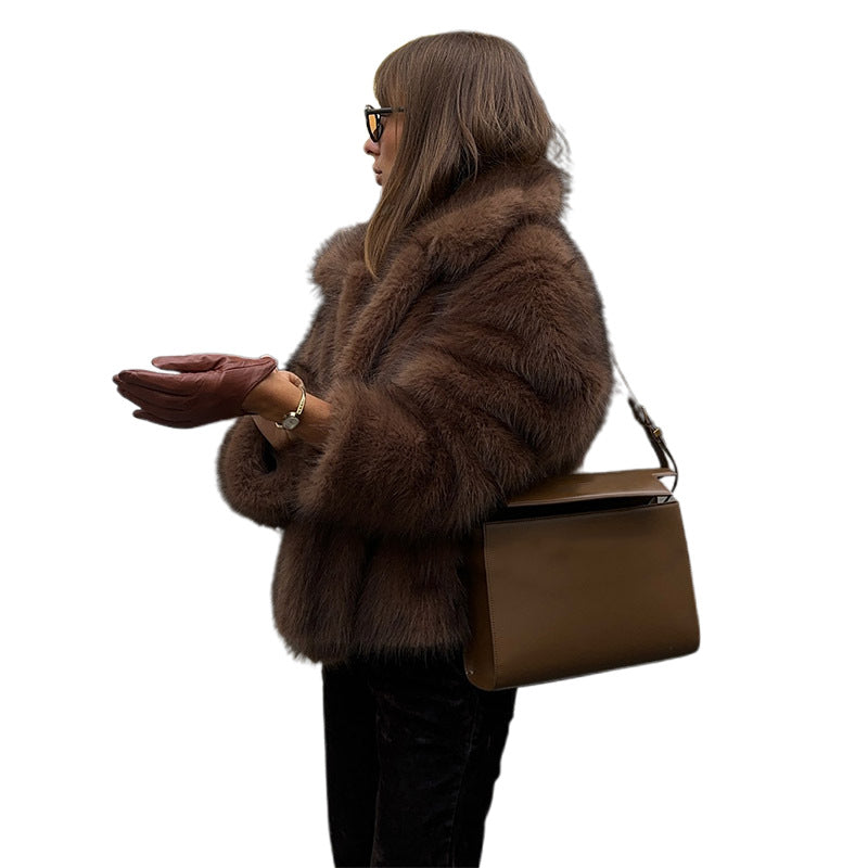 Damen Kunstfelljacke mit voluminösem Schnitt und elegantem Design R&B