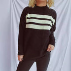 Damen lässiger Strickpullover mit modischen Streifen R&B