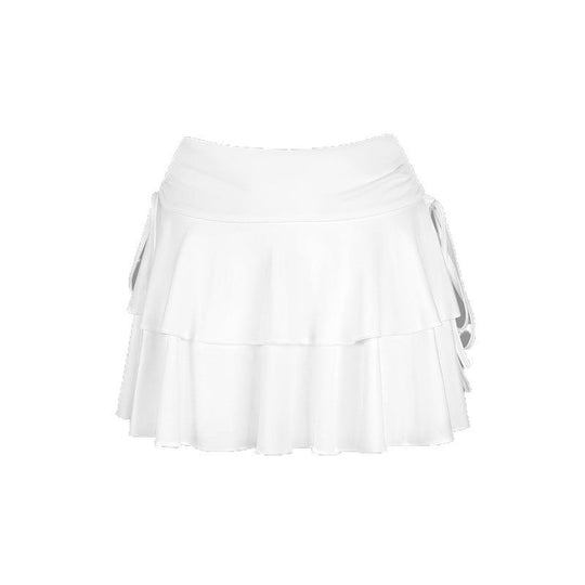 Damen Sportlicher Tennisrock mit Rüschendetails und seitlichen Kordeln R&B