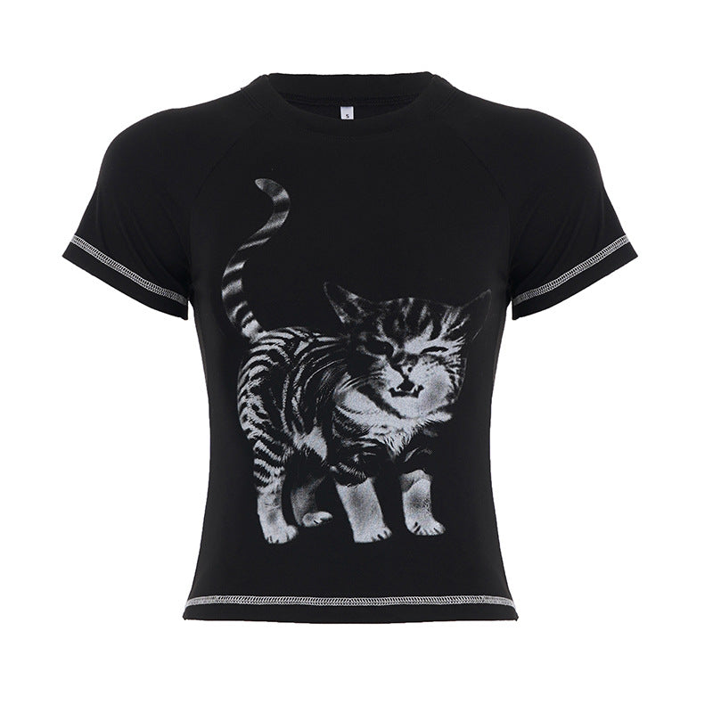 Damen T-Shirt mit kreativem Tierdruck und hochwertigem Baumwollmaterial R&B
