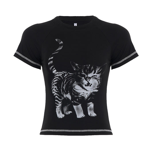 Damen T-Shirt mit kreativem Tierdruck und hochwertigem Baumwollmaterial R&B
