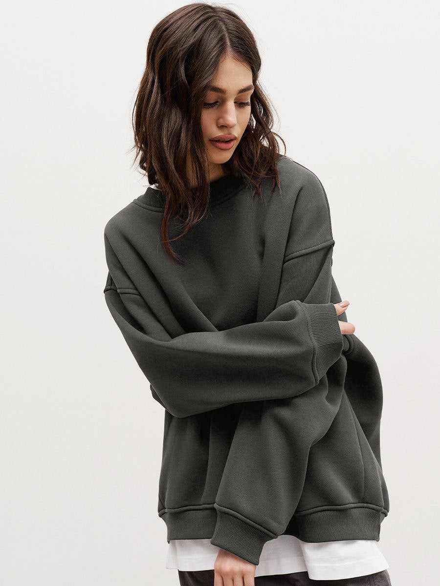 Damen Oversized Sweatshirt im lässigen Stil mit übergroßen Ärmeln und elastischen Bündchen R&B