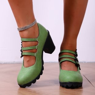 Damen Plateau-Pumps mit dekorativen Riemen und bequemer Sohle R&B