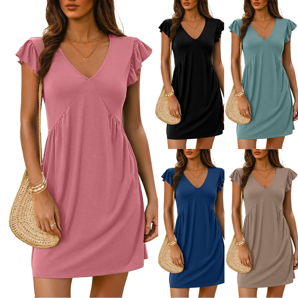 Damen lockeres Sommerkleid mit Rüschendetails R&B