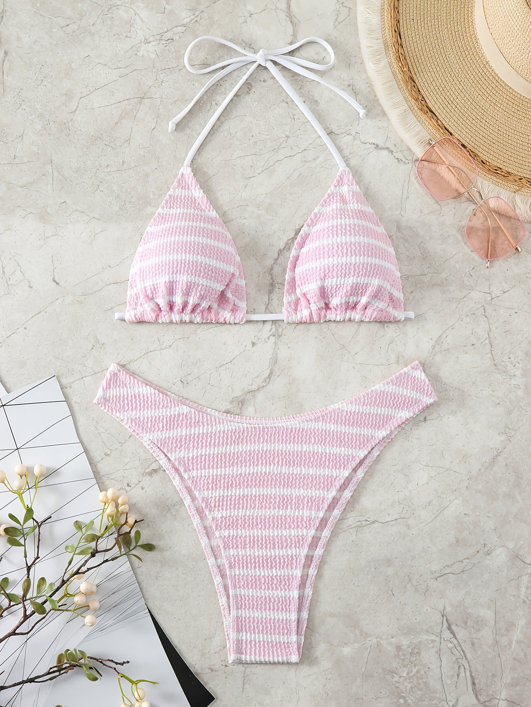 Damen Triangel-Bikini mit raffinierten Streifen R&B