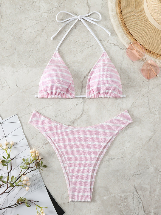 Damen Triangel-Bikini mit raffinierten Streifen R&B