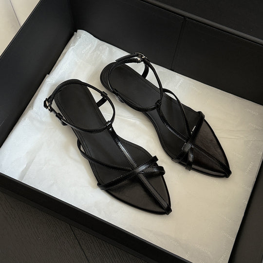 Damen elegante Badesandalen mit steigendem Absatz und schimmerndem Riemendesign R&B
