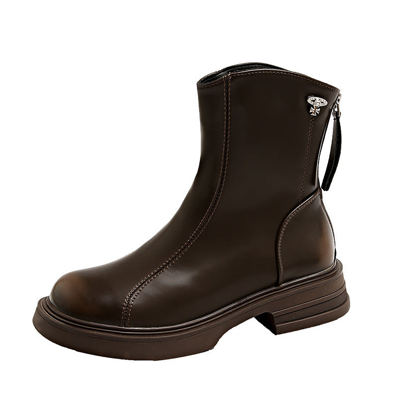 Damen Elegante und bequeme Stiefeletten aus hochwertigem Kunstleder mit seitlichem Reißverschluss R&B