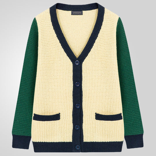 Herren Strickjacke mit Kontrastfarben und praktischen Taschen R&B