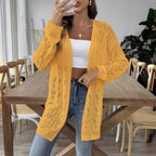 Damen luftiger Strickcardigan mit filigranem Lochmuster R&B