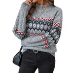 Damen Strickpullover mit geometrischem Muster und weitem Schnitt