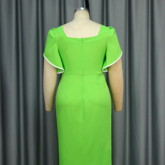 Damen Elegantes Maxikleid mit asymmetrischem Schlitz und Rüschendetails R&B
