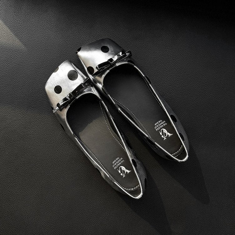 Damen elegante Ballerinas mit modischem Punktedesign und dekorativem Schleifendetail R&B