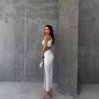 Damen Asymmetrisches Maxikleid mit Cut-Out-Details und raffinierten Rüschendetails R&B