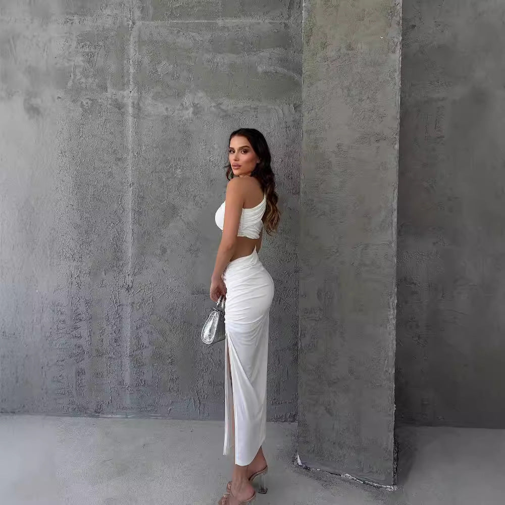 Damen Asymmetrisches Maxikleid mit Cut-Out-Details und raffinierten Rüschendetails R&B