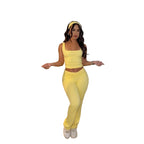 Damen Sportliches Crop-Top und legere Flared Pants Set R&B