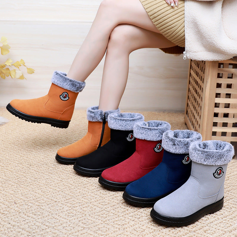 Damen Freizeit-Winterstiefel mit weichem Plüschkragen und rutschfester Sohle