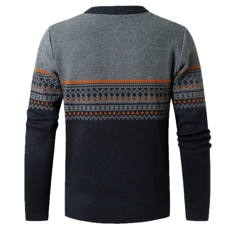 Herren Pullover mit modernem Reißverschluss und geometrischem Muster R&B