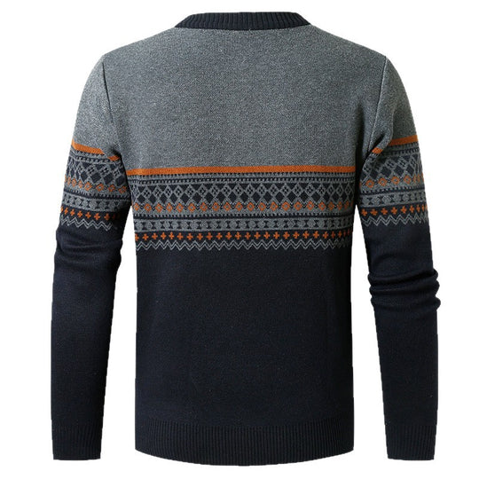 Herren Pullover mit modernem Reißverschluss und geometrischem Muster R&B