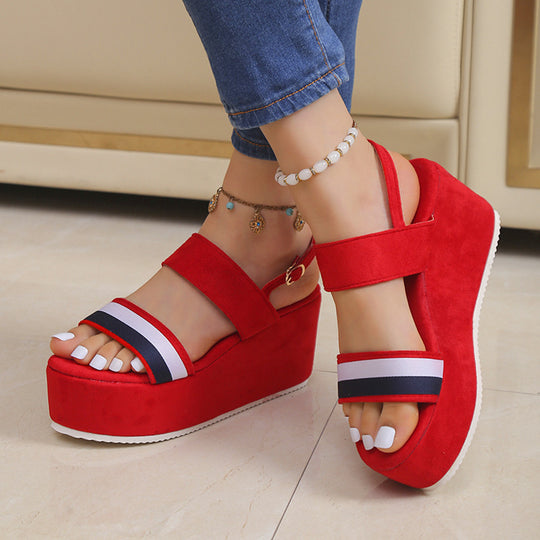 Damen Plattform-Sandalen mit modischem Riemchen-Design R&B