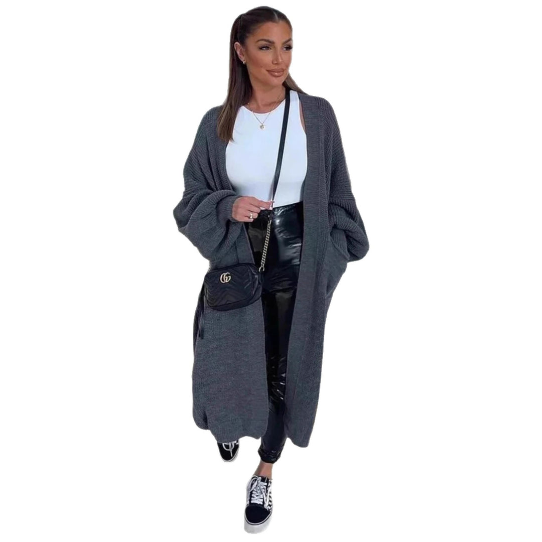 Damen lässiger Strickmantel mit tiefen Taschen und offenem Design R&B